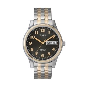 Timex 35mm Men's Expansion Watch with Black Dial and Two-Tone Bracelet
